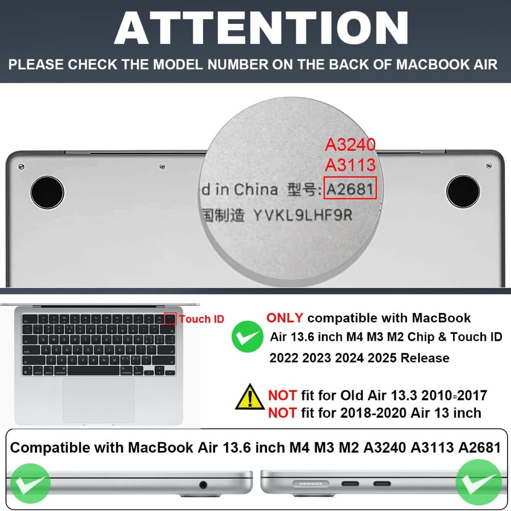 LCMOCICO for MacBook Air 13 Inch Case 2026 2025 2024 2023 2022 Release M5 A3449 M4 A3240 M3 A3113 M2 A2681, Scratch Resistant Plastic Hard Shell Case for MacBook Air 13.6 M5, Silver Green Gradient