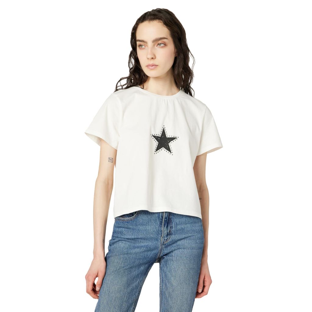 SZ XL, Rebecca MINKOFF Carlin Crop T Shirt, Coconut Milk