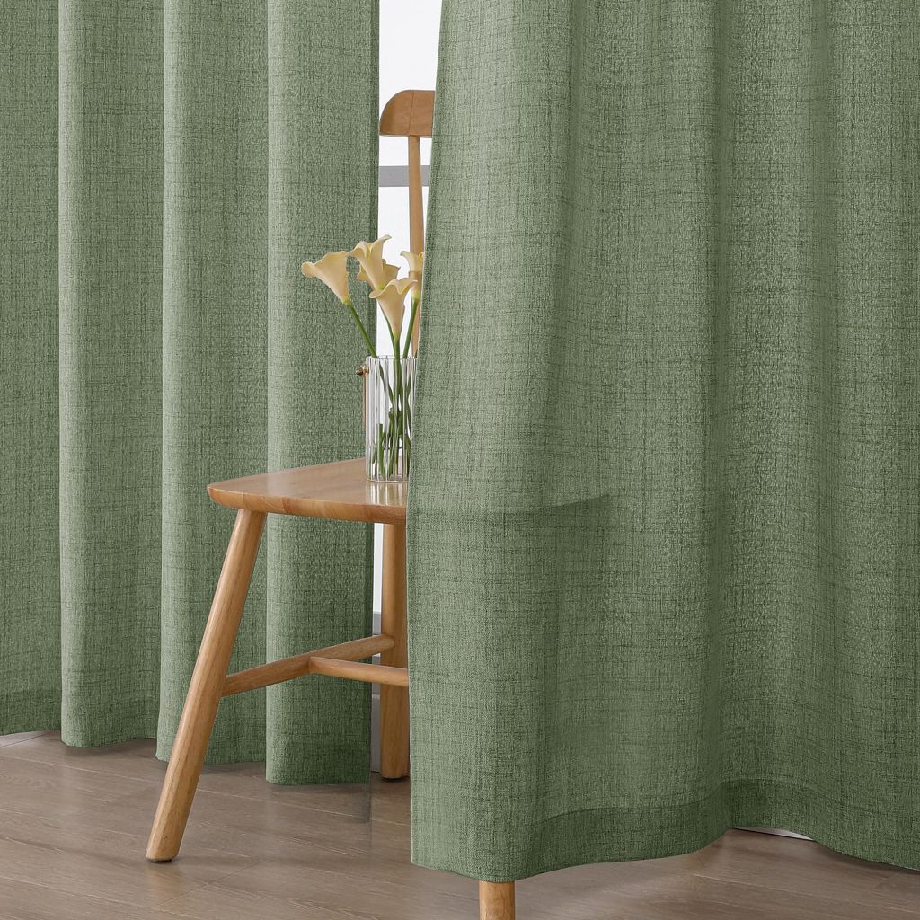 Chyhomenyc Extra Long Green Curtains 120 Inch Length 2 Panels Each 50Wx120L, 10FT