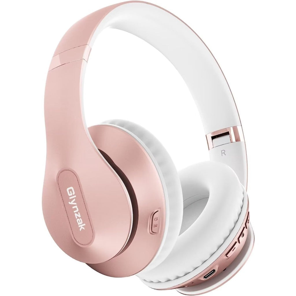 Wireless Bluetooth Over Ear Headphones, 65H Playtime HiFi Stereo w/Microphone and 6EQ Modes, Foldable - Rose Gold
