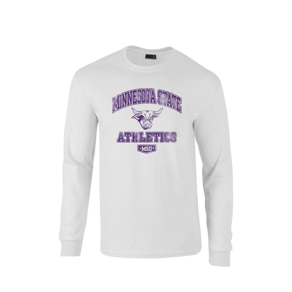 Minnesota State University Makato College Long Sleeve 100% Cotton Tee, White - size 2X