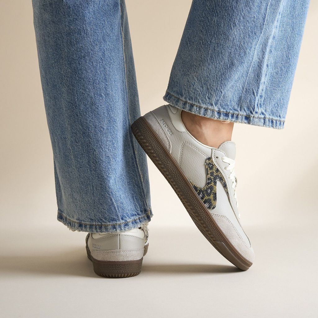 Skechers Women's Hotshot Shimmering Spots Sneaker, Taupe, Size 11