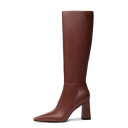 SZ 9.5, Meolee Knee High Boots for Women with Side Zipper | Brown Leather
