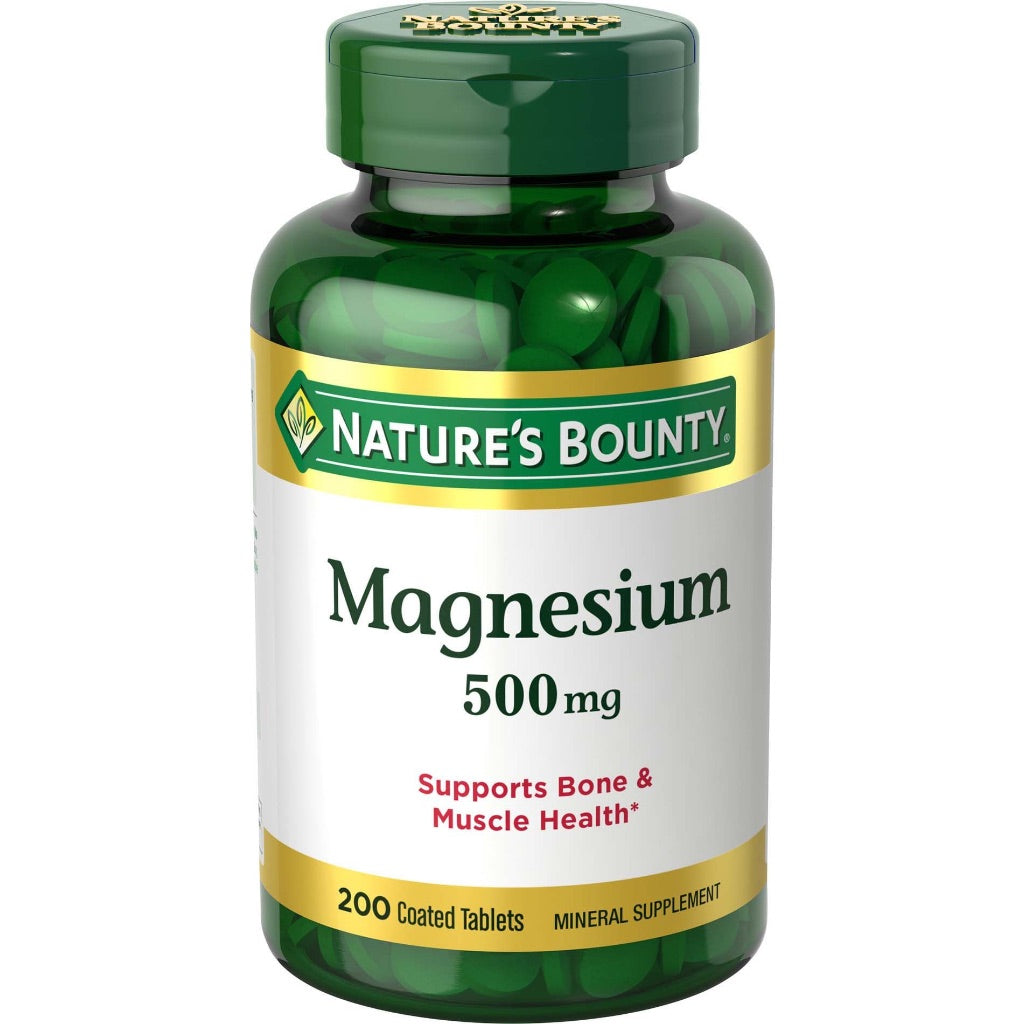 Nature's Bounty Magnesium 500mg for Bone & Muscle Health, 200 Tablets