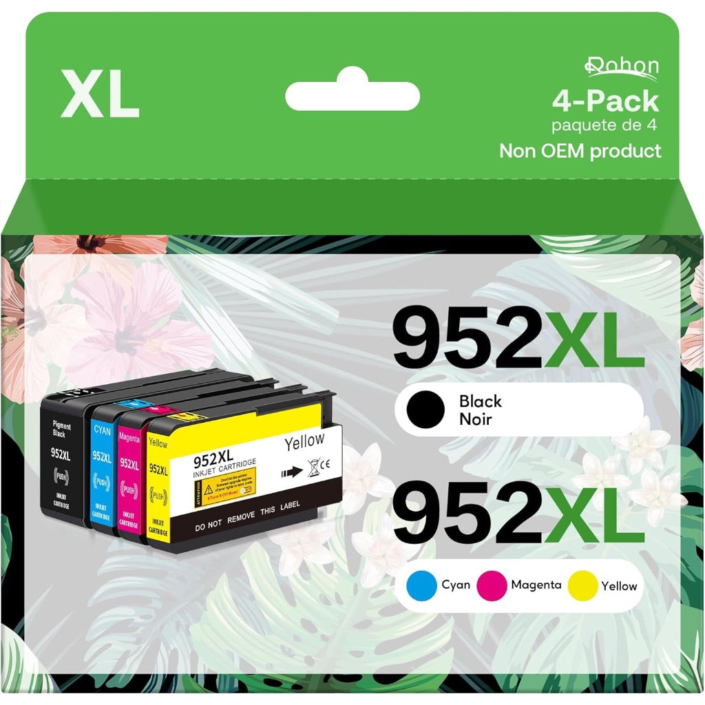 952XL Compatible Ink Cartridges - Replacement for HP 952 XL, Combo Pack: Black/Cyan/Yellow/Magenta