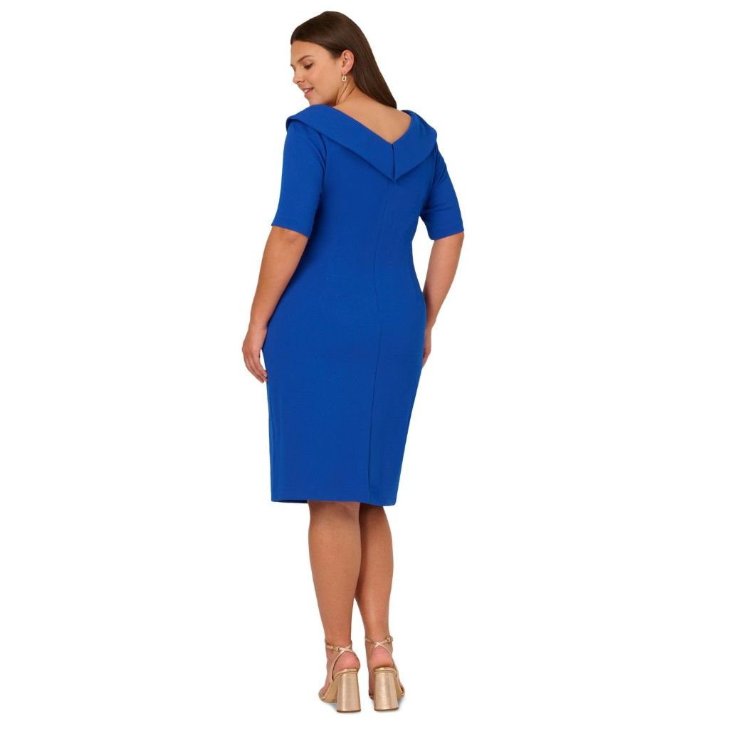 Adrianna Papell Asymmetric-Neck Sheath Dress - Violet Cobalt - Plus Size 20W