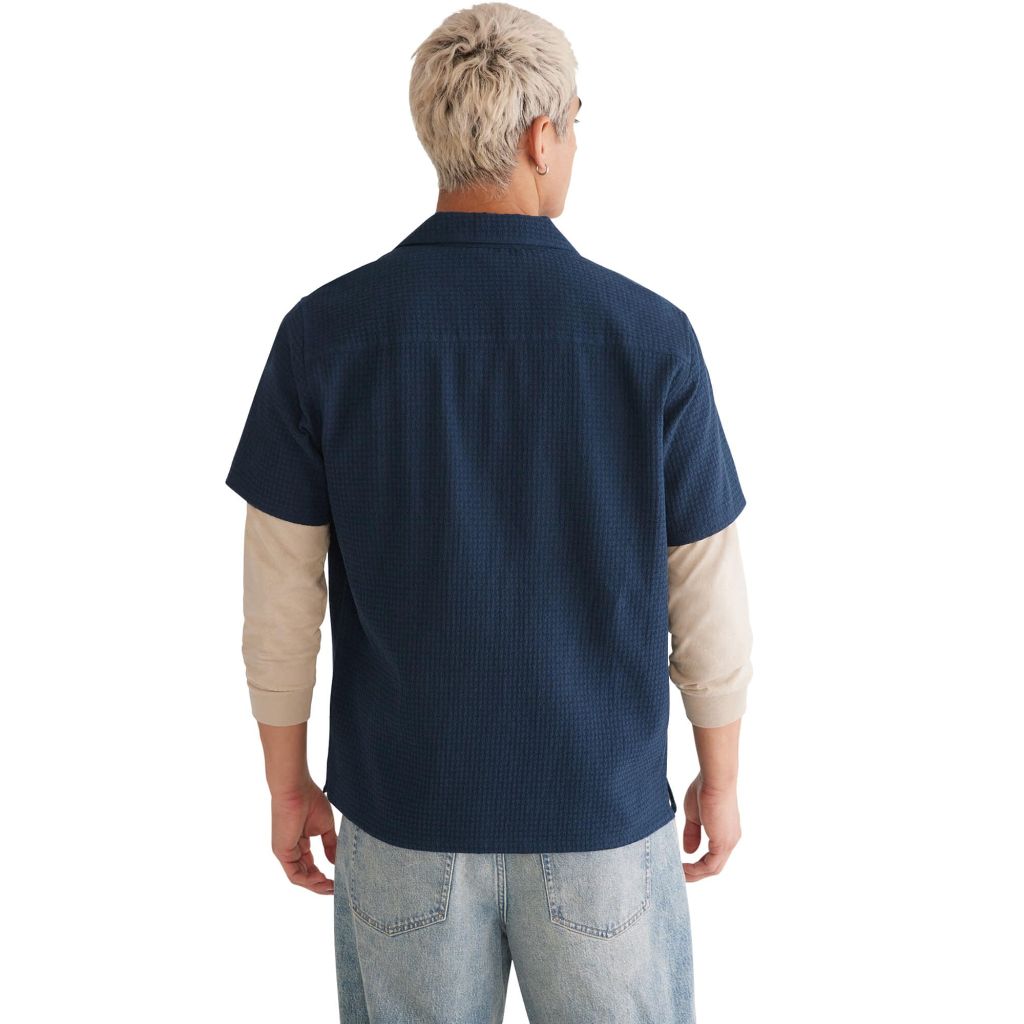 Aéropostale Short Sleeve Textured Shirt, STRATIFIED SEA, M