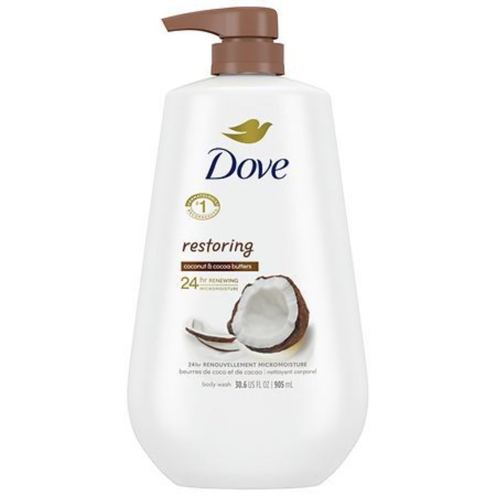 Dove Restoring Gentle Body Wash for Women Coconut & Cocoa Butter  30.6 oz with Pump