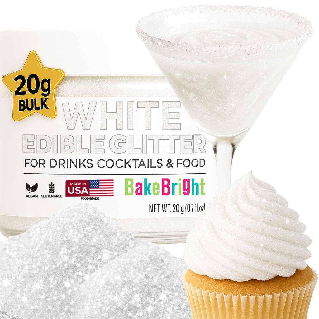 Bulk 20g White Edible Glitter for Drinks
