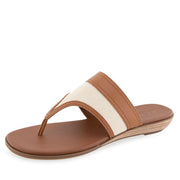 Aerosoles Women's Gesa Flat Thong Sandal, Natural/Tan Canvas, 5.5M