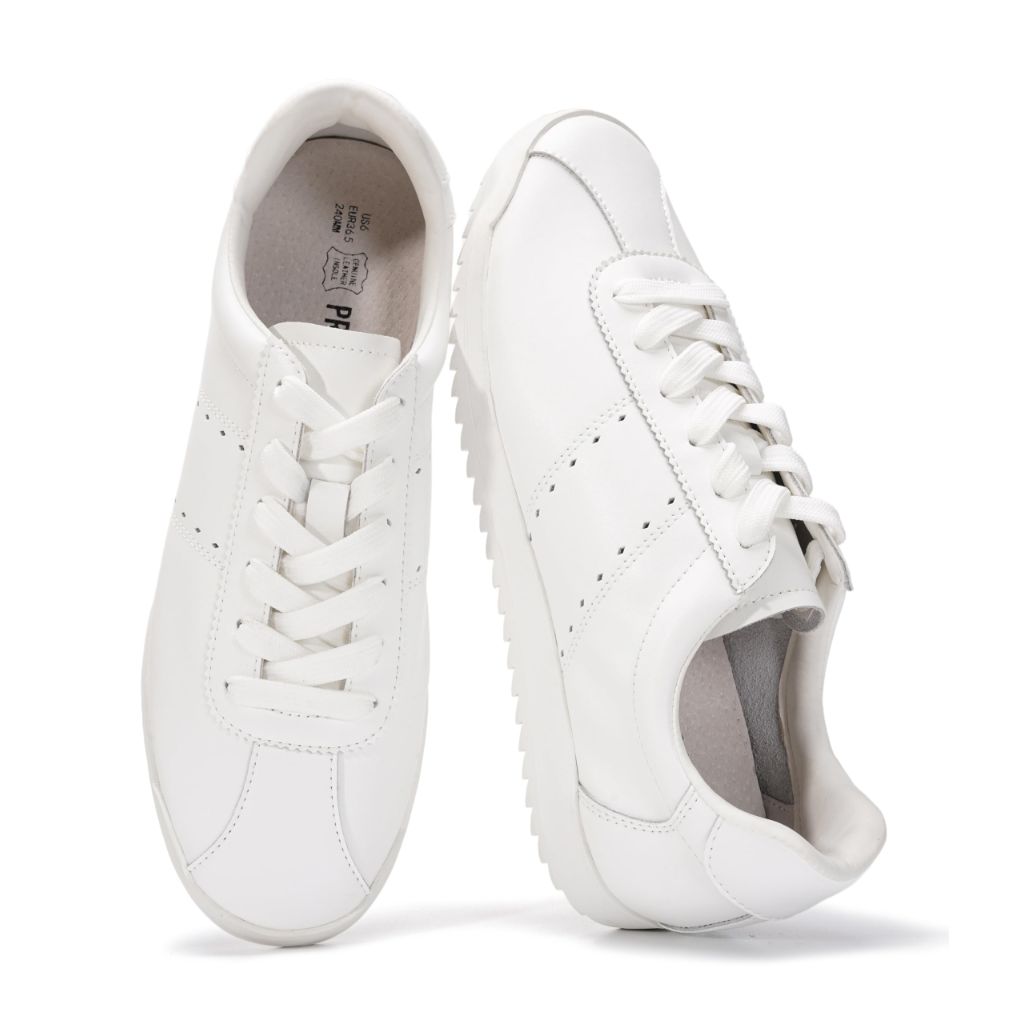 Project Cloud Women's Lynn 100% Genuine Leather Sneakers - White Leather, Size 10