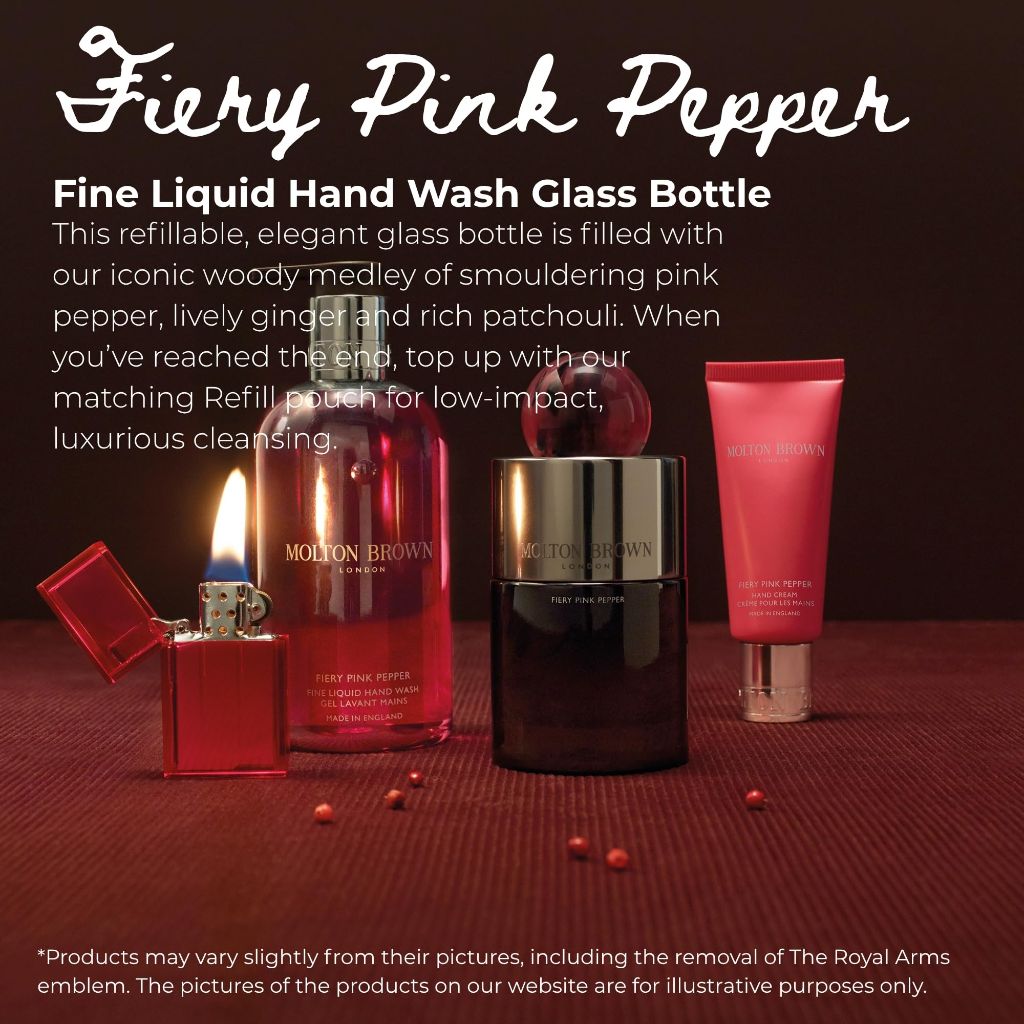 Molton Brown Fiery Pink Pepper Fine Liquid Hand Wash Glass Bottle - Luxury Hand Soap 6.76 fl. oz.