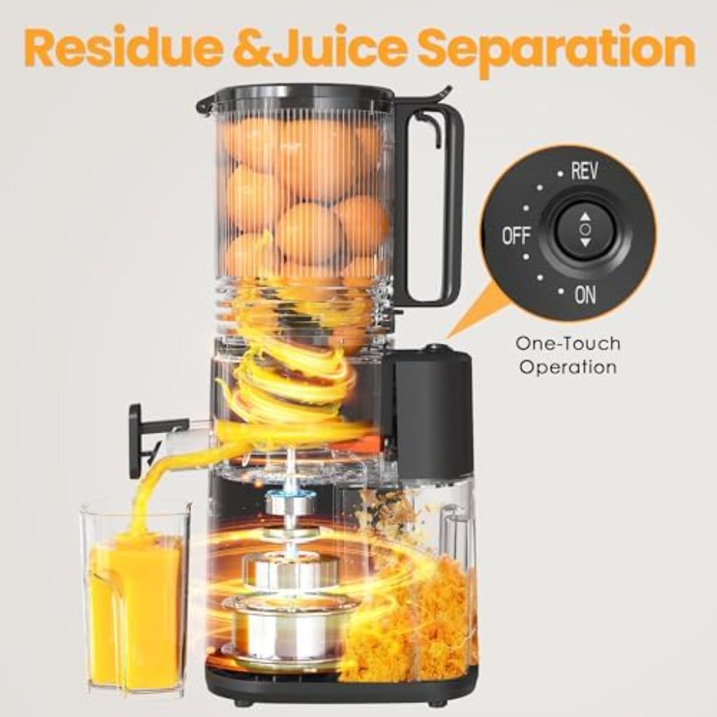 Cold Press Juicer, 5.5inch Wide Feed Chute Juicer Machine, Slow Masticating Juicer for Whole Vegetables & Fruits, Black (DAMAGED BOX)