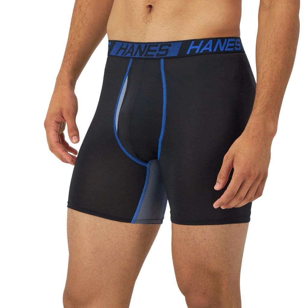 Hanes Men's Underwear Boxer Briefs Pack, 3-Pack X-Temp, Total Support Pouch Black M