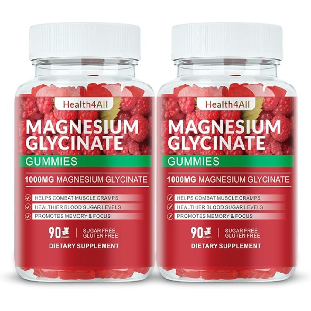 Magnesium Glycinate Gummies 1000mg - 90 Raspberry Gummies (2pk)