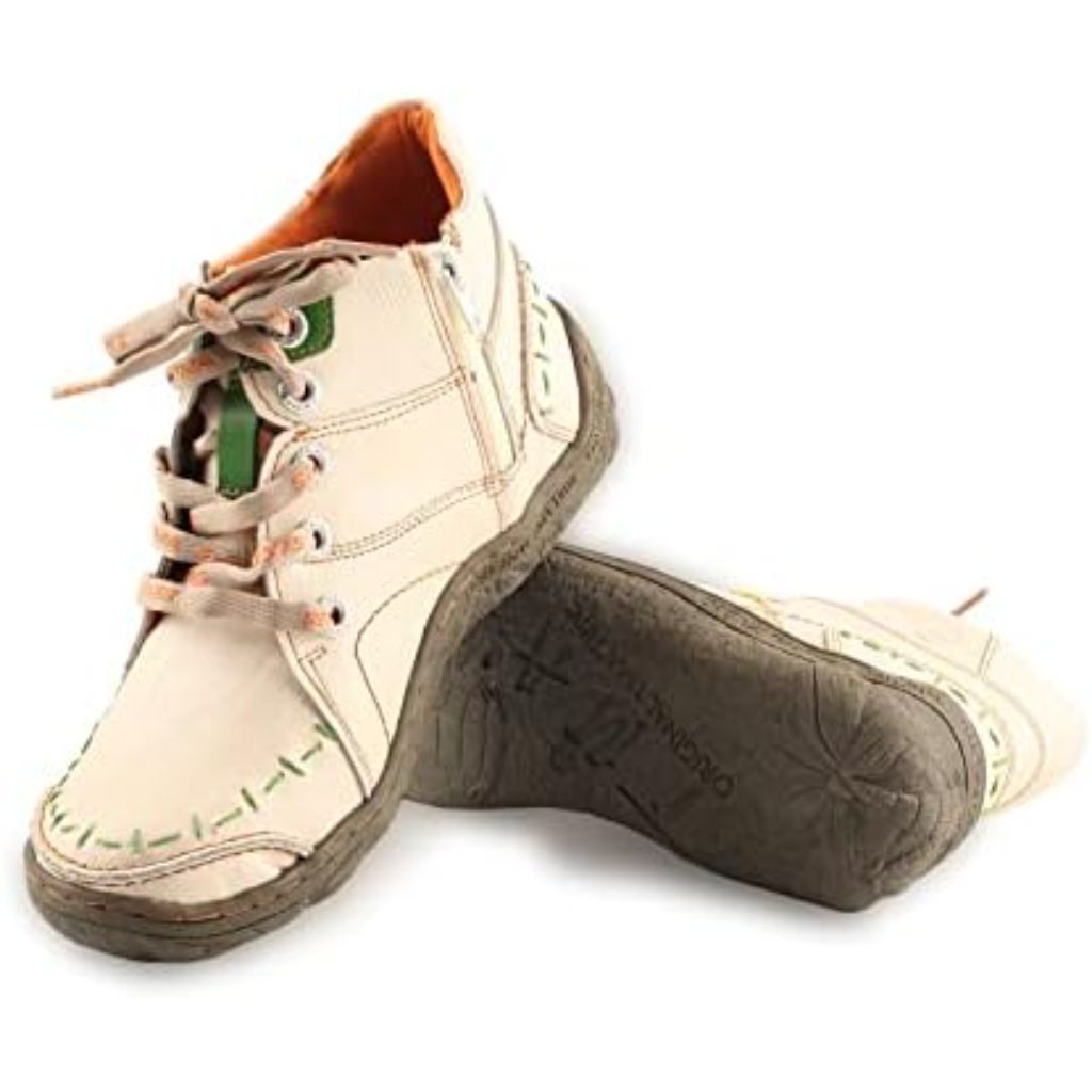 TMA EYES Women Stitching Shoes Leather Lace-up Low Heel Handwork Casual Boots - Size 6.5