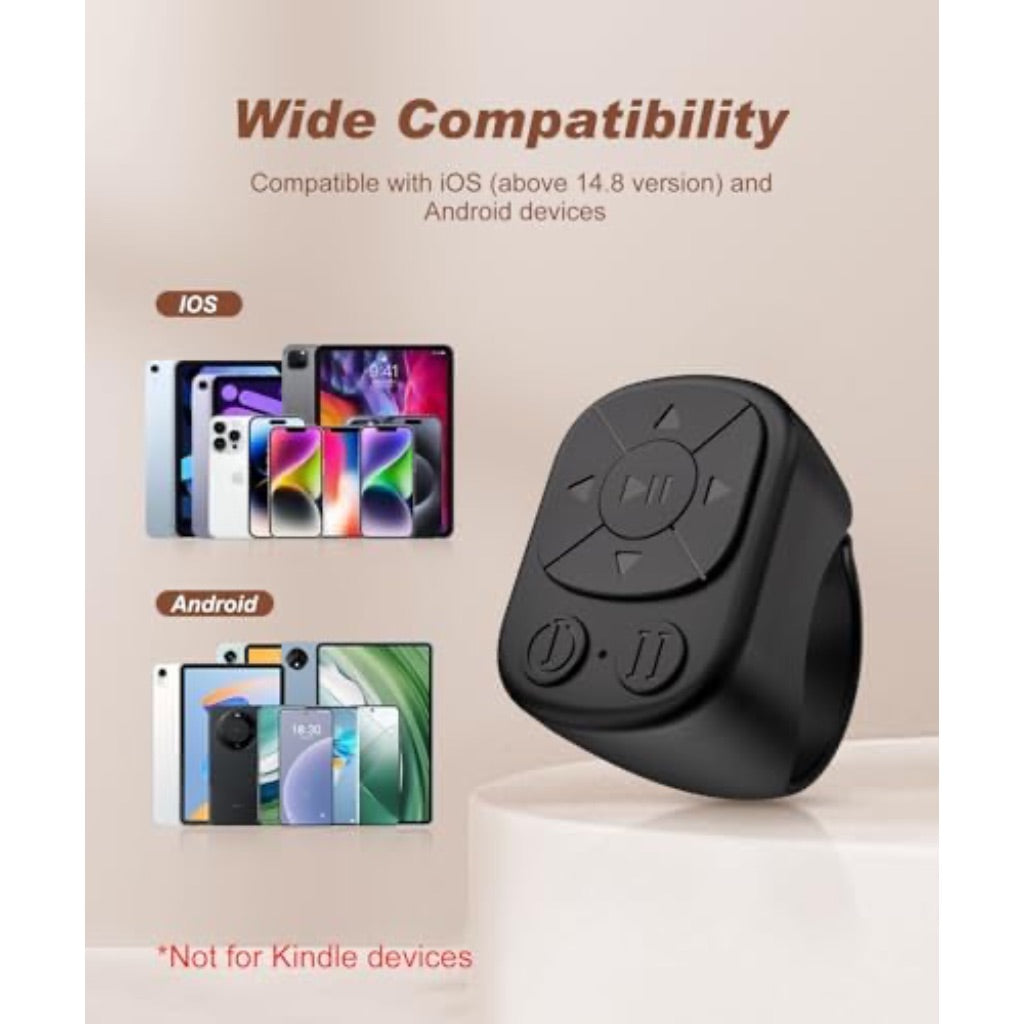 TikTok Scrolling Ring - Remote Control for TikTok, Bluetooth Page Turner Ring Scroller for iPhone iPad, Camera Shutter Short Video and Music Remote Controller, iOS Android Phone Compatible