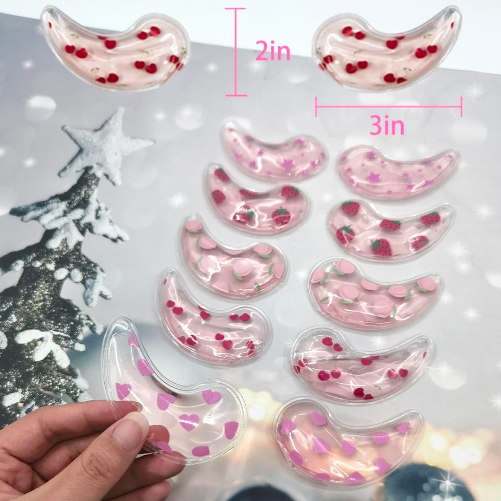 Reusable Gel Eye Ice Pack, Cooling Eye Pad, Hot ＆ Cold Treatment for Eye Strain (Pink ＆ 10PCS)