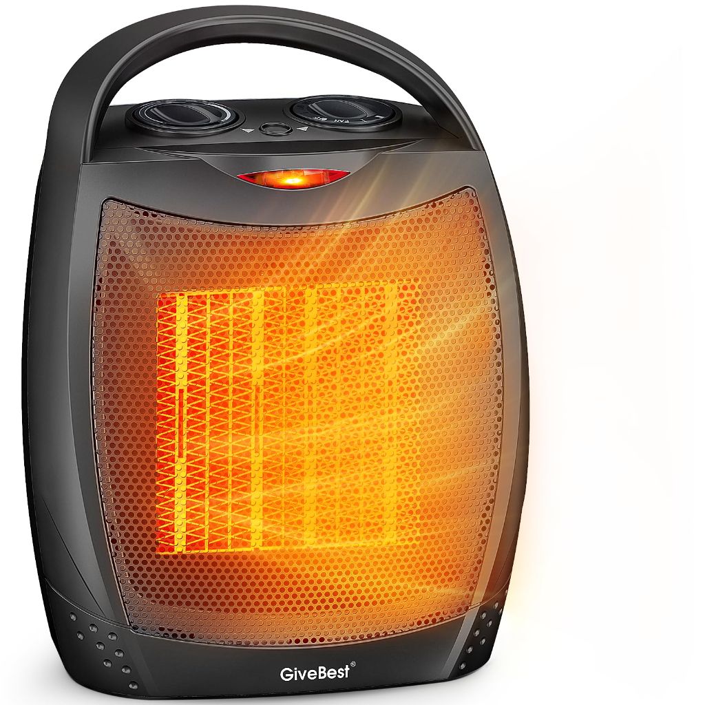 GiveBest Portable Electric Space Heater, 1500W/750W Ceramic Heater with Thermostat,
