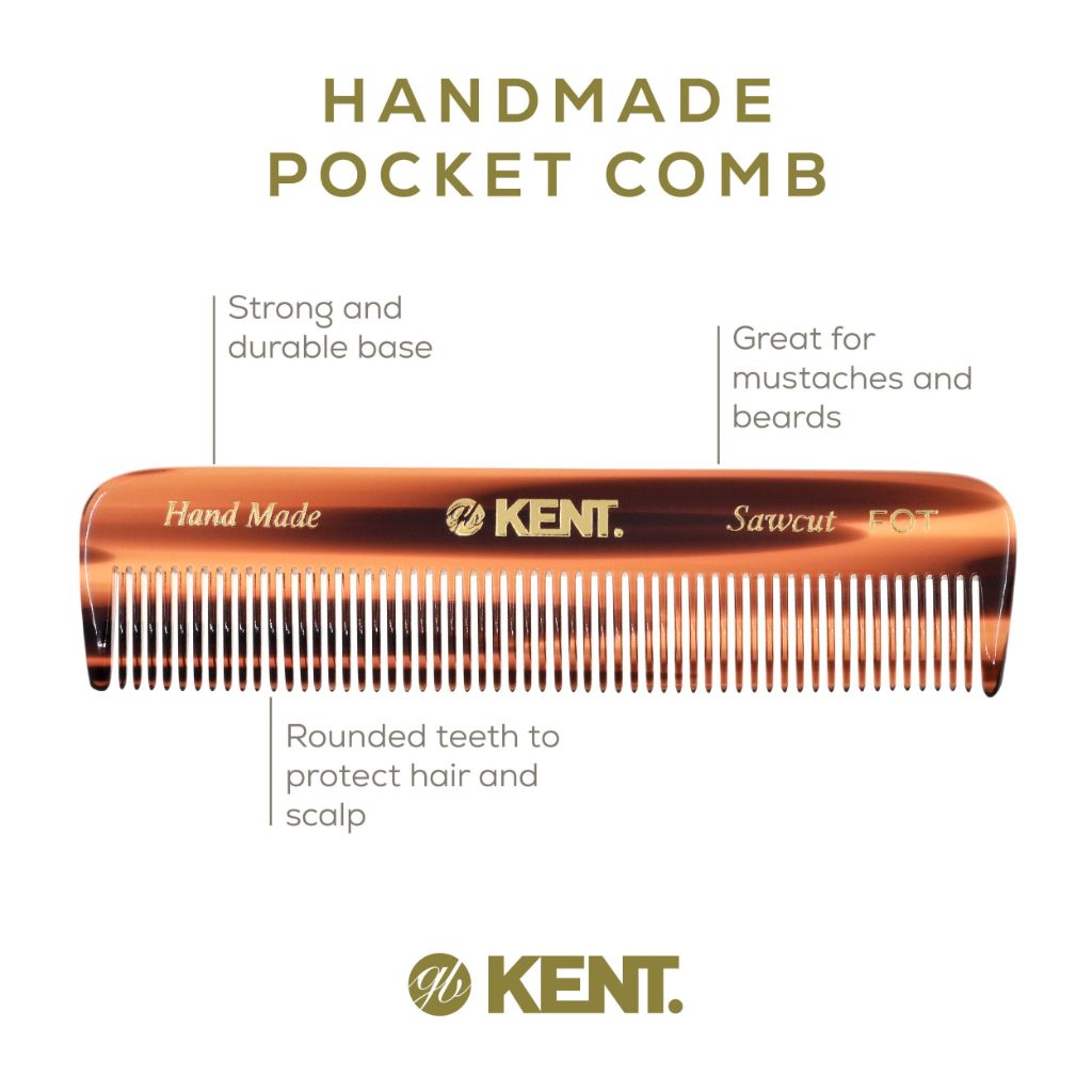 Kent 81T FOT Tortoiseshell Beard Pocket Comb Set for Men