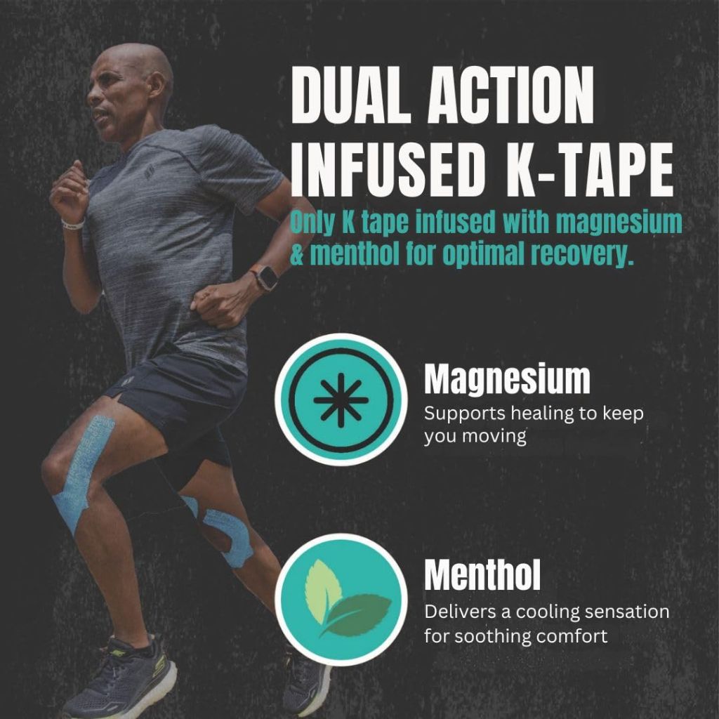 Heali Kinesiology Tape with Magnesium and Menthol, 20 Pcs Precut Strips, K Tape Roll, Knees, Blue Inspo