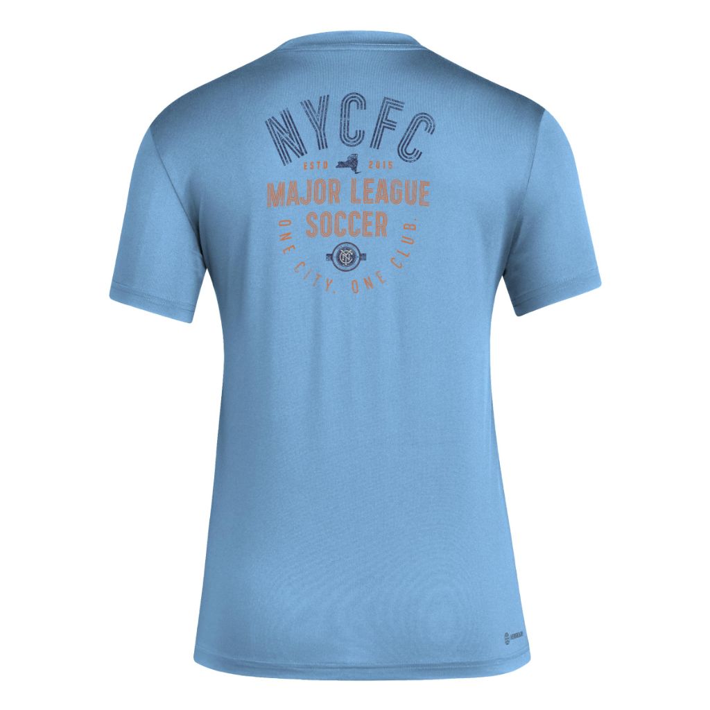 Adidas Women's New York City FC Local Stoic Short Sleeve Pre-game T-shirt, Bahia Light Blue, Large Tall