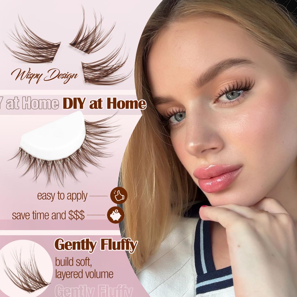 Mavphnee Brown Eyelash Clusters DIY Lash Pack (132Pcs, 8-16MM)