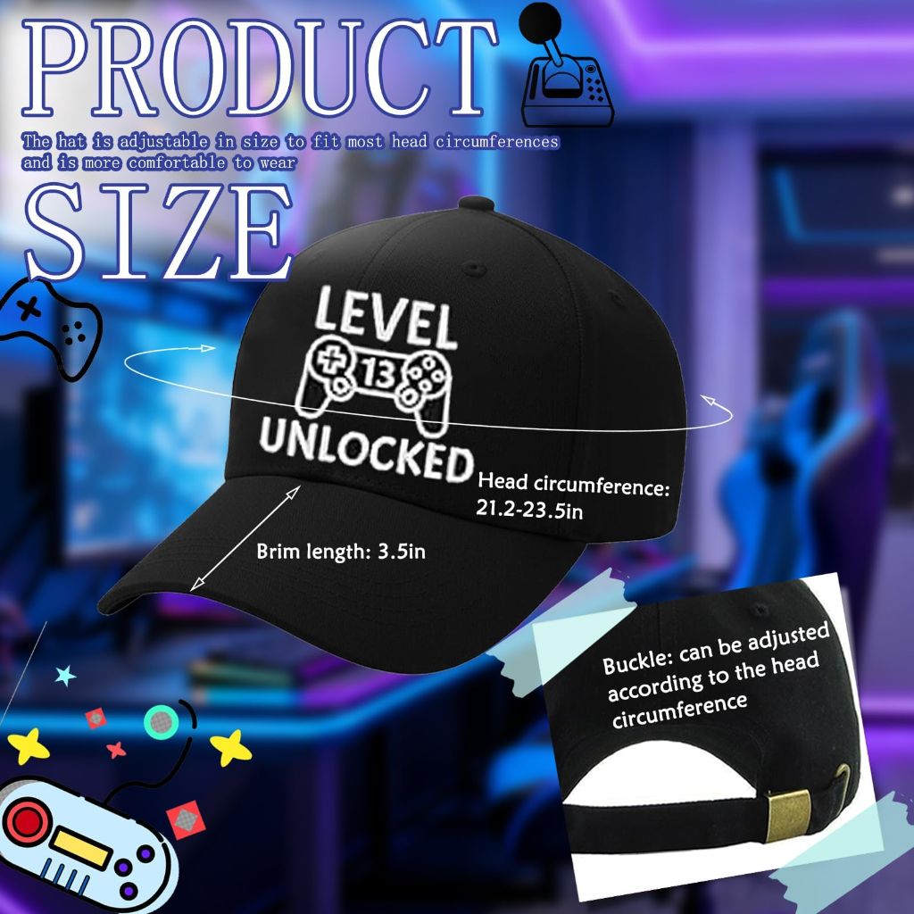 Werncy Level 13 Unlocked Gamer Hat, Black