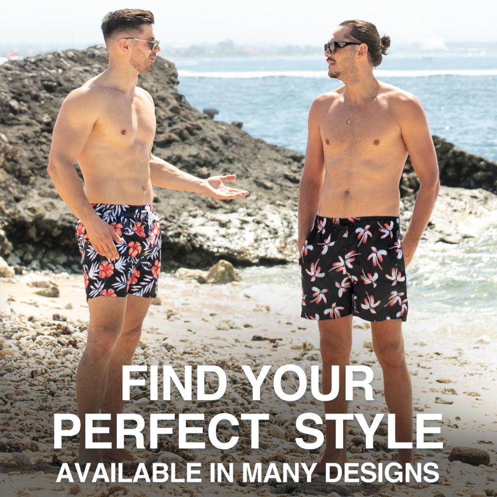 Kanu Surf Men's Havana Swim Trunks (Regular & Extended Sizes), Palm Beach Black, X-Large