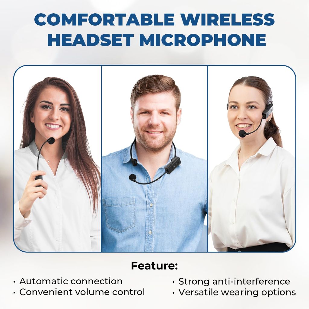 Voice Amplifier with Wireless Microphone & Speaker - Portable Bluetooth PA System - S93