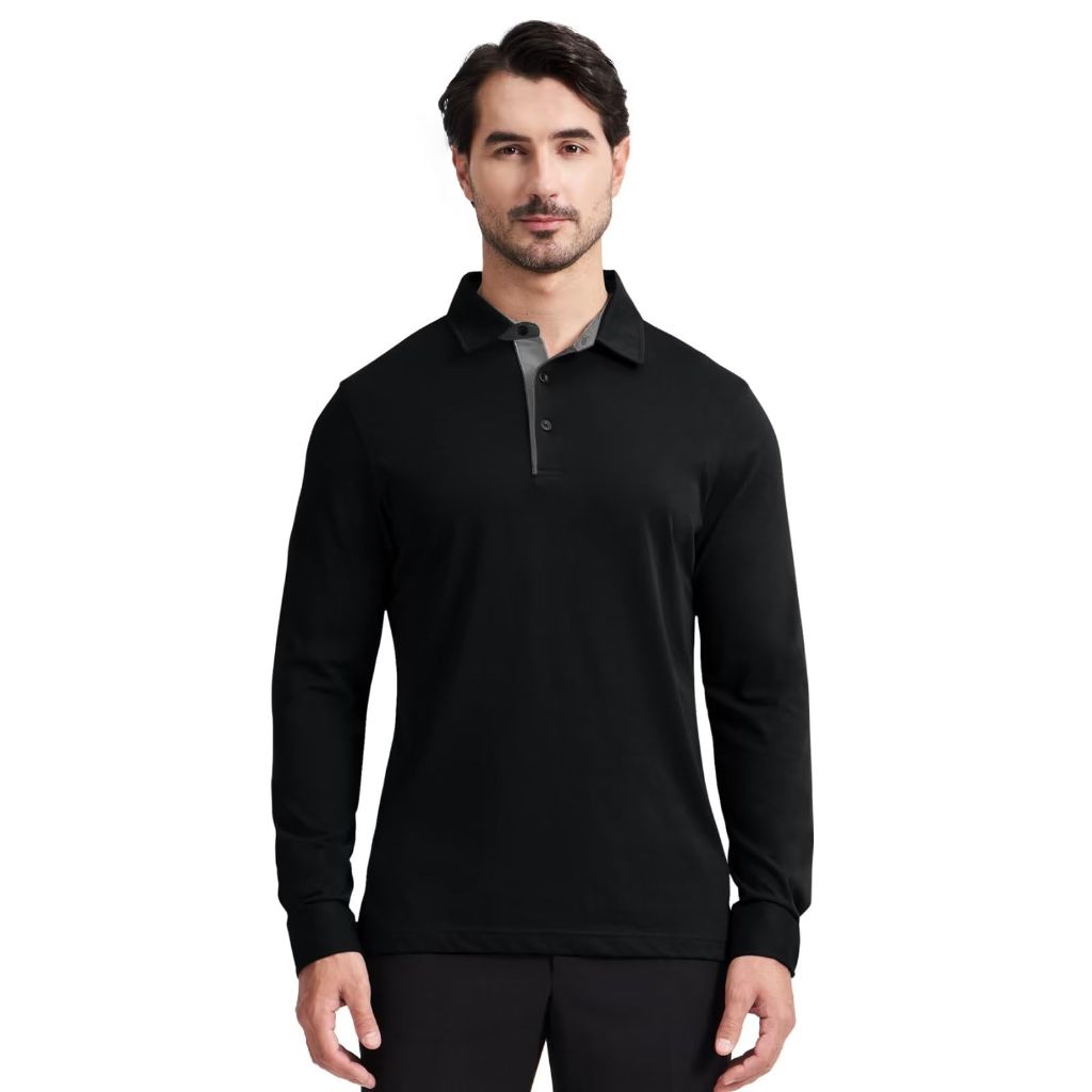 Veboon - Long Sleeve Polo Shirts for Men, Black, XL