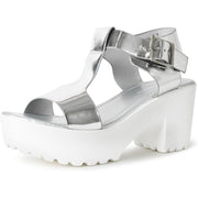 J. Adams Women's Corby Platform Heeled Sandals - Silver, Size 10