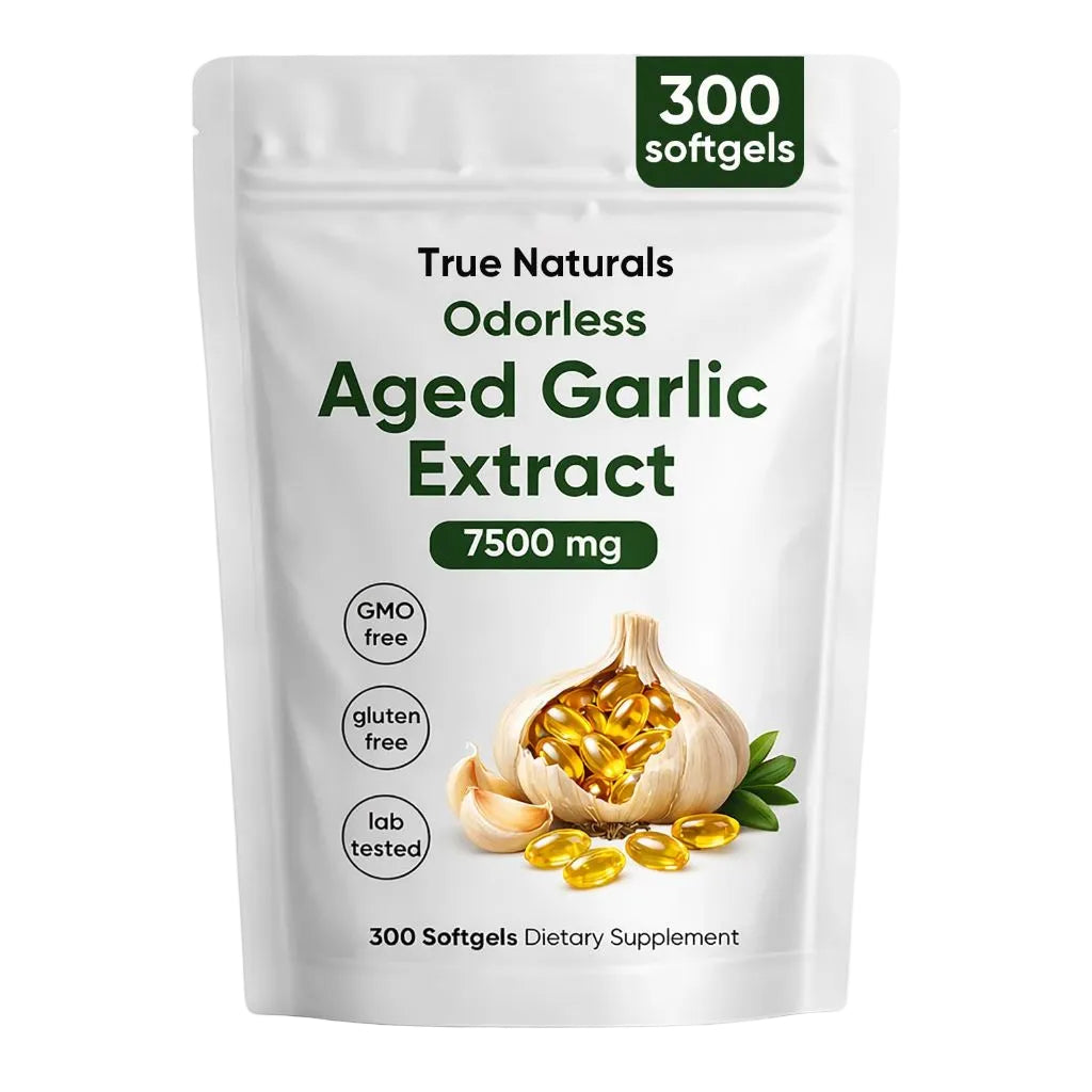TRUE NATURALS Aged Garlic Extract 7500 Odorless Capsules – 300 Count