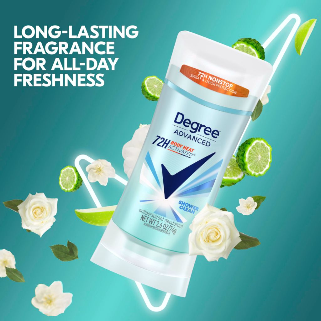 Degree Advanced Protection Antiperspirant Deodorant Shower Clean for 72-Hour Sweat & Odor Control 2.6 oz
