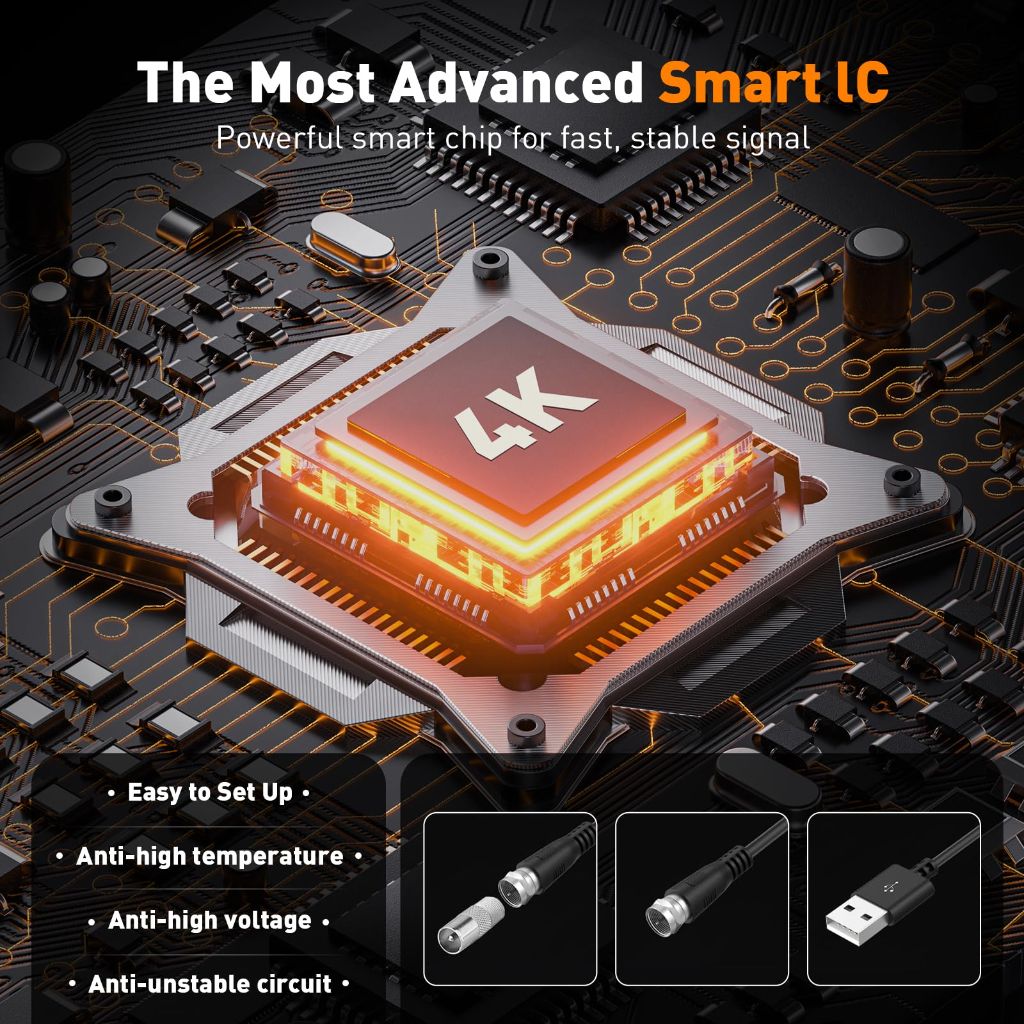 TV Antenna Indoor, Smart Antenna 600+ Miles Range Reception