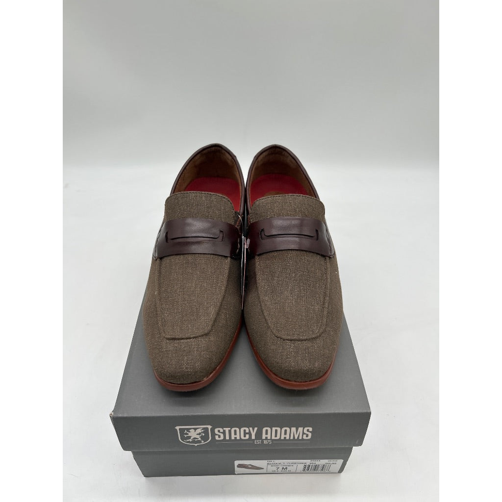 Stacy Adams Men's Gill Moc Toe Saddle Slip-On Dress Shoe - Mushroom Multi, Size 7