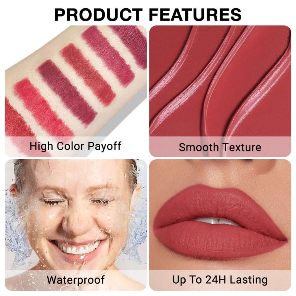 Evpct Silky Lip Liner Pencil Retractable, Red Brown Smooth Lip Liner Creamy Velvet Lipliner