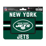Rico Industries NFL Football New York Jets Stripes Magnetic Picture Frame (5"x6.75") & Magnet Combo Set - Home Décor - Regrigerator, Office, Kitchen