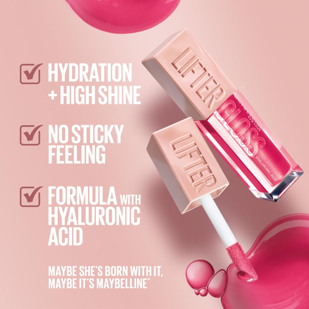 Maybelline Lifter Gloss, Hydrating Lip Gloss with Hyaluronic Acid, | Ice Pink Neutral, 0.18 Ounce