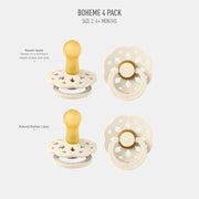 BIBS Boheme Pacifier, Round Nipple, Ivory (4pk) - Size 2 (6-18 Months)