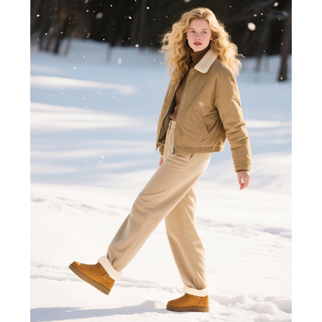 SZ 5.5 Goldnut Winter Mini Boots |Brown Faux Fur Lining