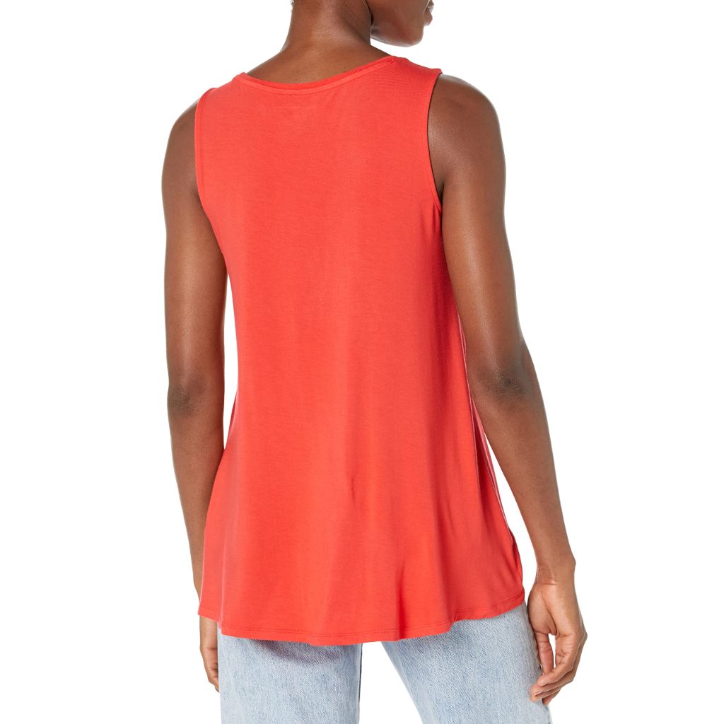 Amazon Essentials Women's Scoop Neck Swing Tank Top, Coral Orange, X-Small
