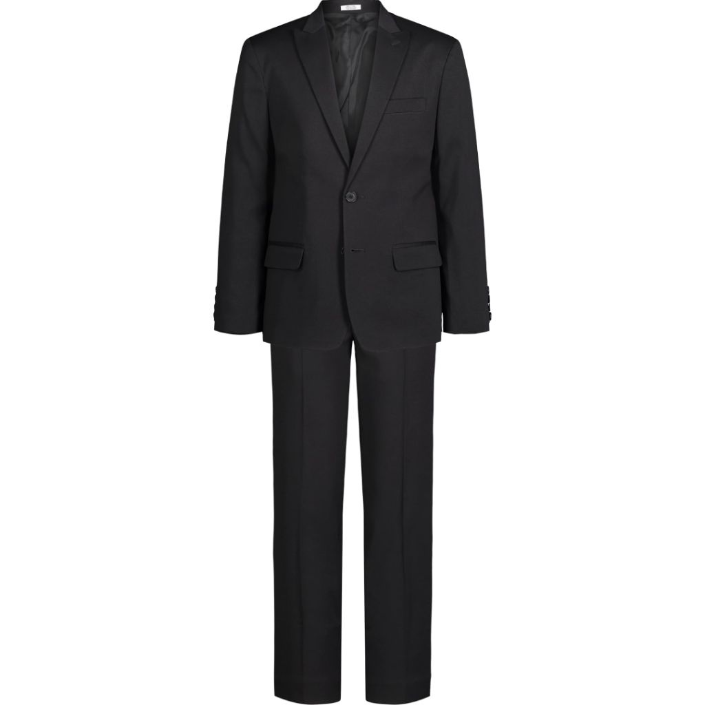 Calvin Klein Boys' 2-Piece Formal Suit Set, Includes Single Breasted Jacket & Straight Leg Dress Pants with Belt Loops & Functional Pockets, Black Stretch, 20