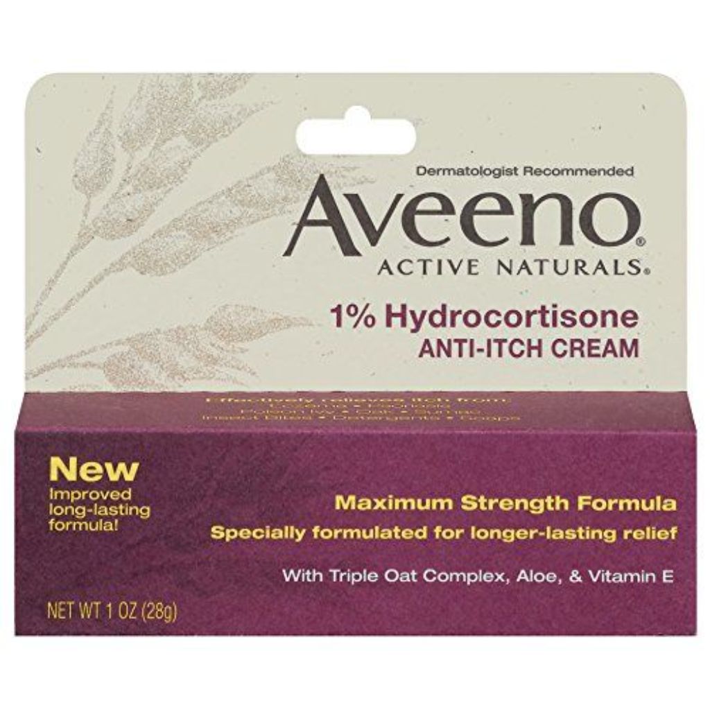 Aveeno Anti-Itch Cream, 1% Hydrocortisone, Maximum Strength, 1 Ounce (Pack of 2)