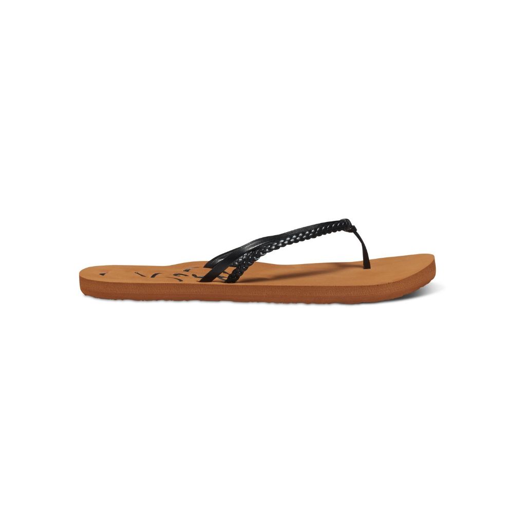 SZ 8, Roxy women's Cabo Sandal Flip Flop, Black/Brown