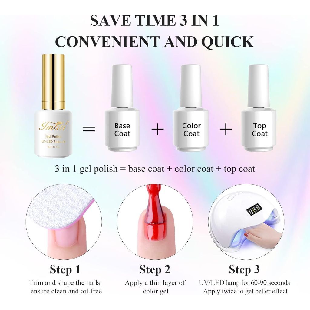Imtiti 3-in-1 Gel Nail Polish - Light Gray, 0.5 fl. oz.