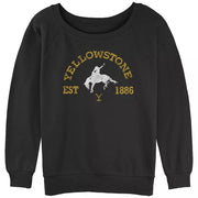 Junior s Yellowstone Distressed White Rider Silhouette Est. 1886 Sweatshirt