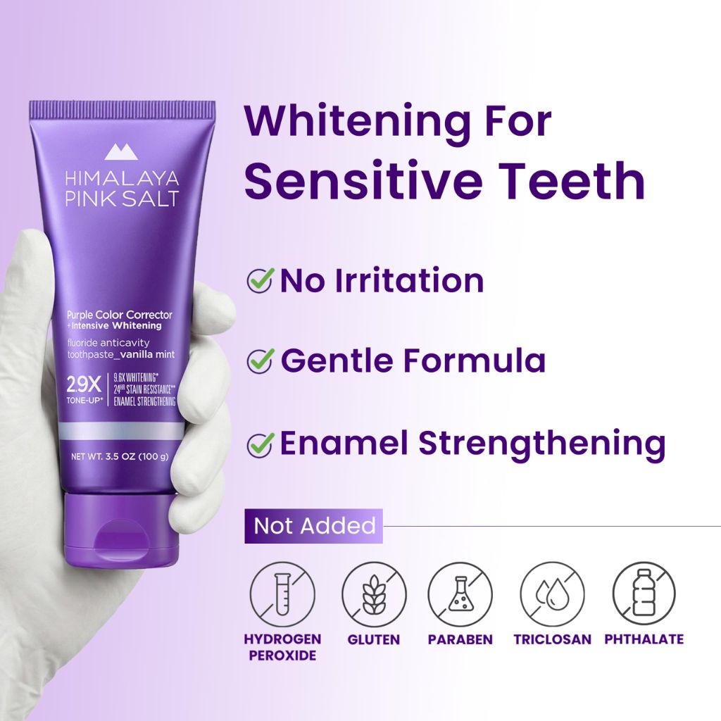HIMALAYA PINKSALT Purple Toothpaste - Deep Stain Remover with Fluoride, Vanilla Mint, 3.5 oz (Pack of 3)