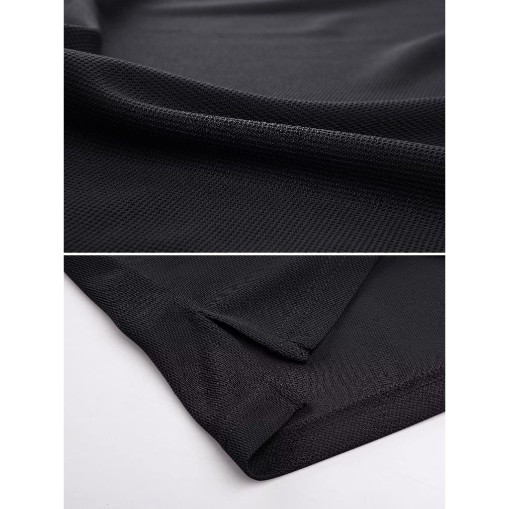 MAGCOMSEN Black Polo Shirts for Men, L