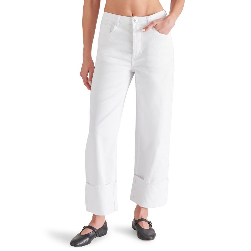 Steve Madden Women's Noeli Wide-Leg Cuffed Jeans - White, Size 24